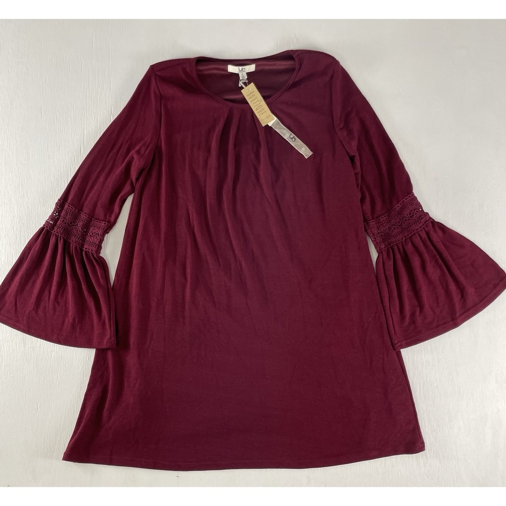 NEW YA Los Angeles Womens Country Southern Burgundy Bell Long Sleeves Size L